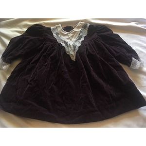 Vintage Miss Quality Youth Girls Purple Velvet Lace Trim Dress SZ 3 Made USA